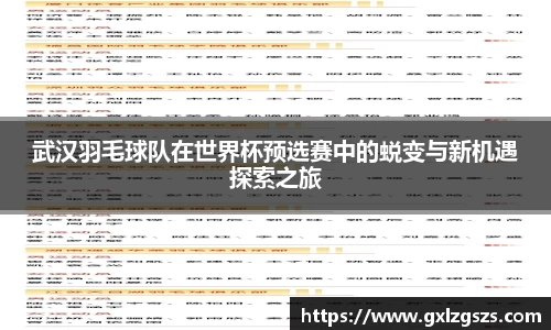 武汉羽毛球队在世界杯预选赛中的蜕变与新机遇探索之旅